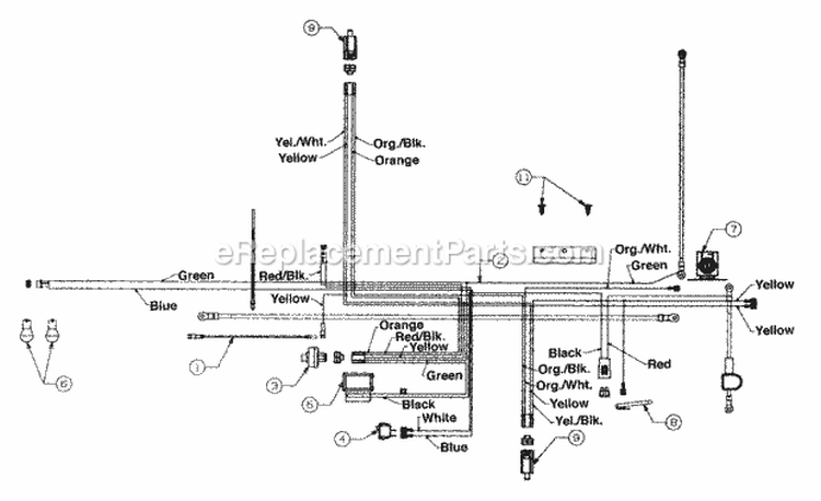 Electrical Single Cylinder Briggs  Stratton Diagram and Parts List for 13A4662F129 2002 Yard Machines Lawn Tractor